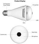 DAMAX-A 360°Wide Angle Fisheye WiFi 3 IN 1 Hidden Bulb LED Light 1080P HD Indoor Security IP Camera
