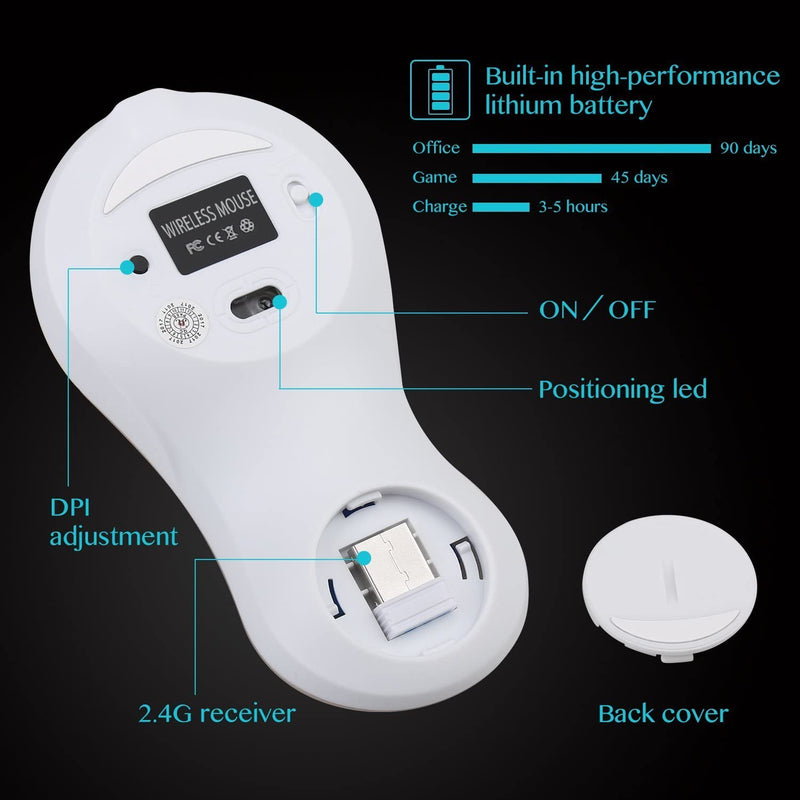 Wireless Mouse Portable Mini USB Optical 2.4G Alloy Metal Mouse Built-in Lithium Battery