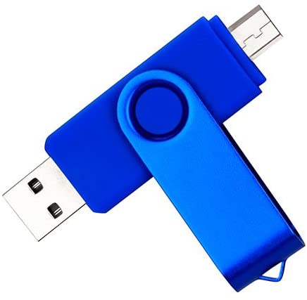 DAMAX-A Dual Usb Flash Drive with OTG 2-Port (Usb and Micro Usb) by DMA, 32GB Memory Stick for Android Smartphone Samsung Tablet & PC [Blue]