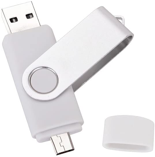 32GB USB OTG Dual Port Usb and Micro Usb Memory Stick Swivel Flash Drive[White]