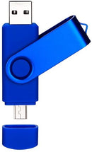 DAMAX-A Dual Usb Flash Drive with OTG 2-Port (Usb and Micro Usb) by DMA, 32GB Memory Stick for Android Smartphone Samsung Tablet & PC [Blue]