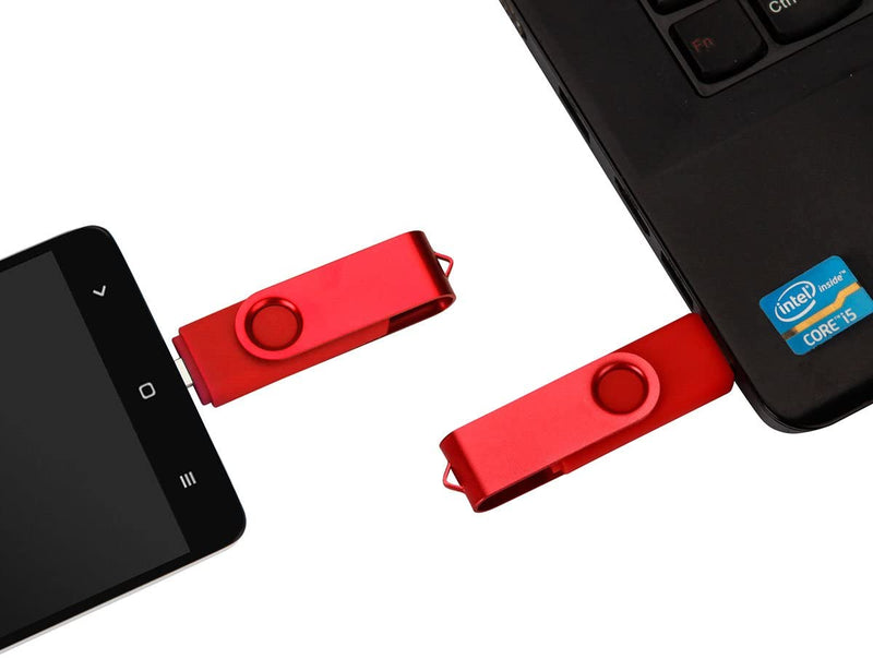 DAMAX-A 32GB USB OTG Dual Port Usb and Micro Usb Memory Stick Swivel Flash Drive(Red)