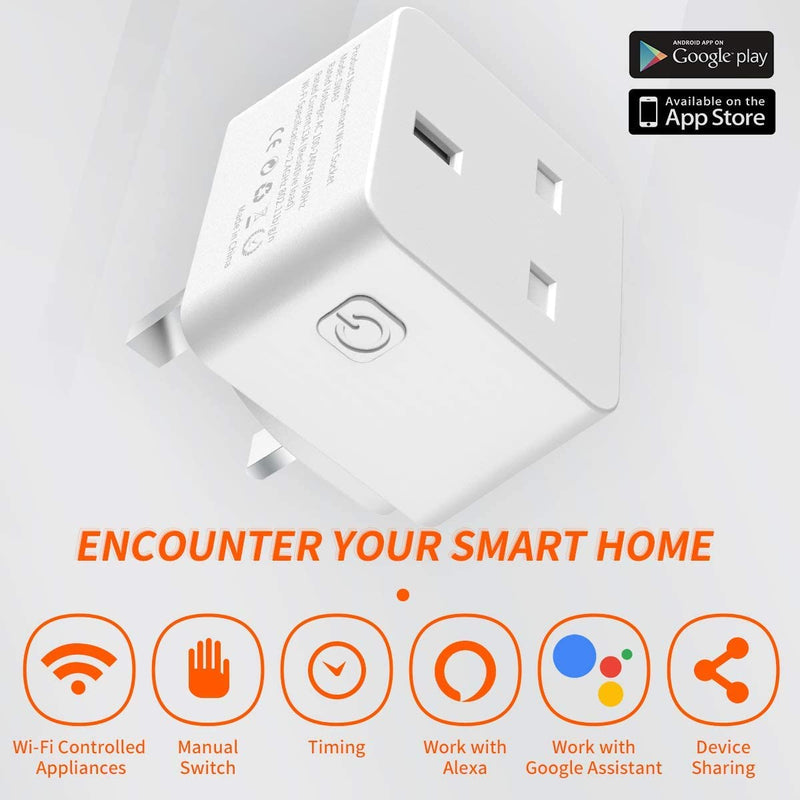 DAMAX-A Smart Plug WiFi Socket Alexa Echo Smart Plugs Voice App Control Timer with WiFi 2.4GHz
