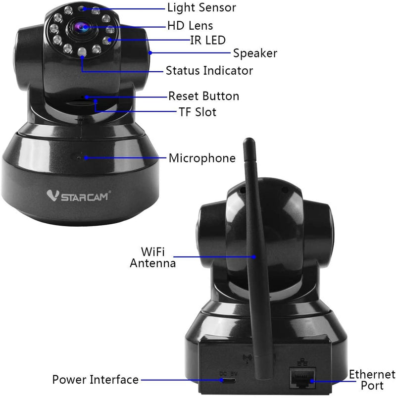 Vstarcam C7837 Home Surveillance Camera Wireless 720P IP Camera Built in Microphone Motion Detection