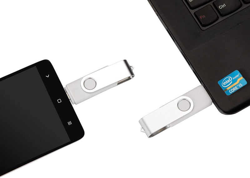 32GB USB OTG Dual Port Usb and Micro Usb Memory Stick Swivel Flash Drive[White]
