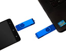 DAMAX-A Dual Usb Flash Drive with OTG 2-Port (Usb and Micro Usb) by DMA, 32GB Memory Stick for Android Smartphone Samsung Tablet & PC [Blue]