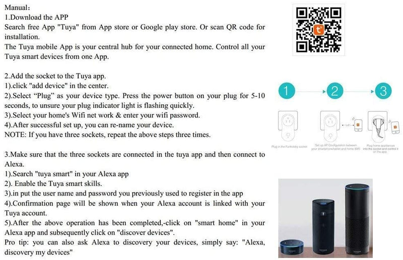 DAMAX-A Smart Plug WiFi Socket Alexa Echo Smart Plugs Voice App Control Timer with USB interface WiFi 2.4GHz