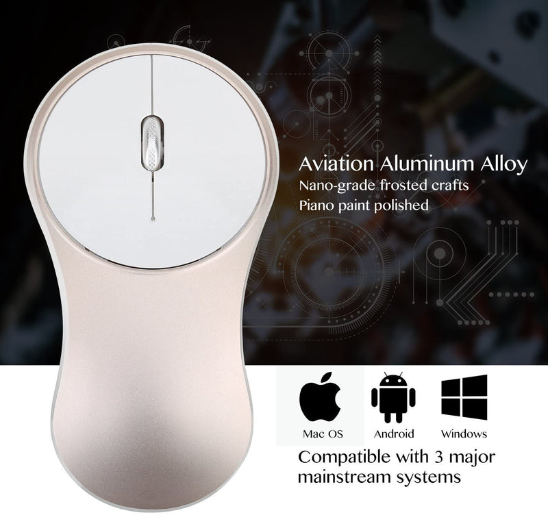 Wireless Mouse Portable Mini USB Optical 2.4G Alloy Metal Mouse Built-in Lithium Battery